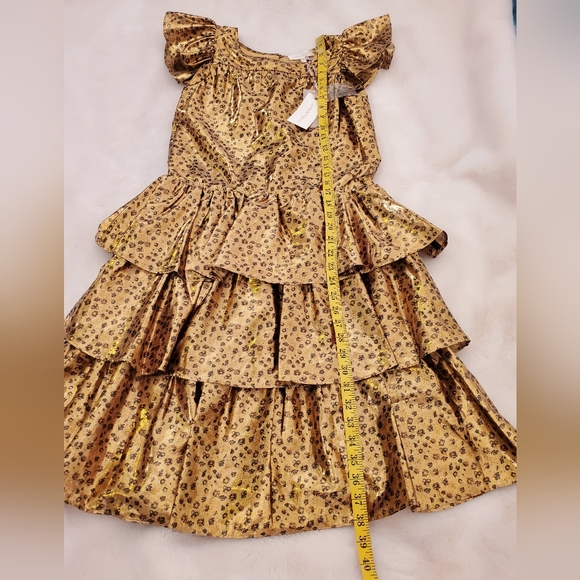 New Girls Love Shack Fancy Callie Gold Metallic Dress Size 12Y - Picture 5 of 12